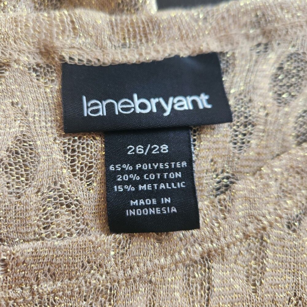 Lanebryant metallic sheer gold tone top 26/28 holiday party layer whimsigoth - Picture 4 of 8